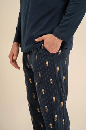 Arnetta Erkek Uzun Kol Pijama Takım Lacivert