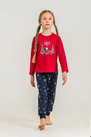 RolyPoly Anne-Kız Kombin Uzun Kol Pijama Takım - Ürünler Ayrı Ayrı Sepete Eklenmeli Kırmızı