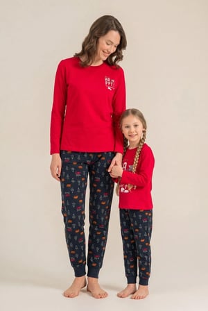 RolyPoly Anne-Kız Kombin Uzun Kol Pijama Takım - Ürünler Ayrı Ayrı Sepete Eklenmeli Kırmızı