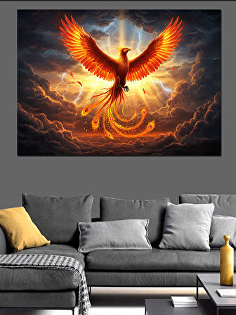 Yükselen Anka Kuşu Dekoratif Kanvas - Mdf Ahşap Tablo