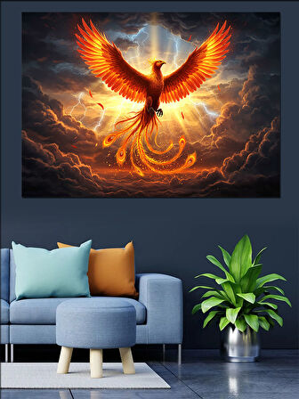 Yükselen Anka Kuşu Dekoratif Kanvas - Mdf Ahşap Tablo