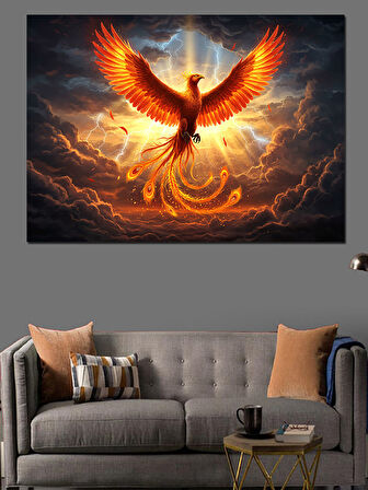Yükselen Anka Kuşu Dekoratif Kanvas - Mdf Ahşap Tablo