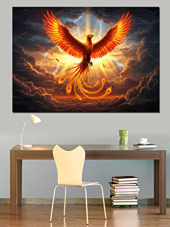 Yükselen Anka Kuşu Dekoratif Kanvas - Mdf Ahşap Tablo