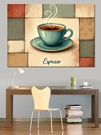Espresso Kahve Fincanı Dekoratif Kanvas - Mdf Ahşap Tablo