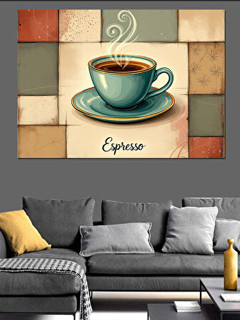 Espresso Kahve Fincanı Dekoratif Kanvas - Mdf Ahşap Tablo