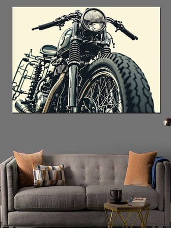 Retro Klasik Motosiklet Dekoratif Kanvas - Mdf Ahşap Tablo