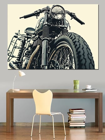 Retro Klasik Motosiklet Dekoratif Kanvas - Mdf Ahşap Tablo