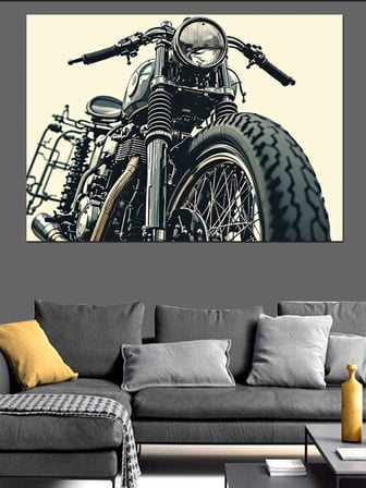 Retro Klasik Motosiklet Dekoratif Kanvas - Mdf Ahşap Tablo