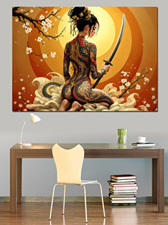 Kadın Samuray Savaşçı Dekoratif Kanvas - Mdf Ahşap Tablo