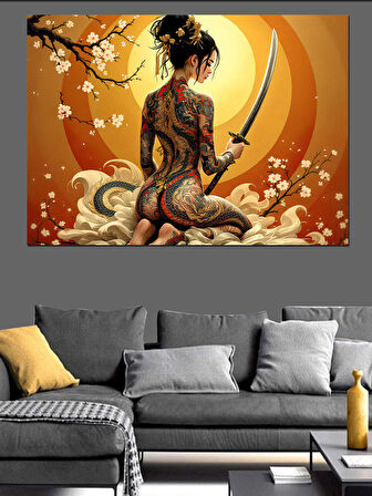 Kadın Samuray Savaşçı Dekoratif Kanvas - Mdf Ahşap Tablo