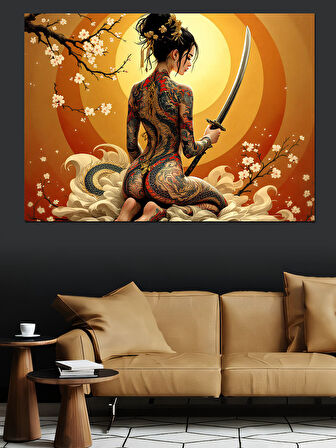 Kadın Samuray Savaşçı Dekoratif Kanvas - Mdf Ahşap Tablo