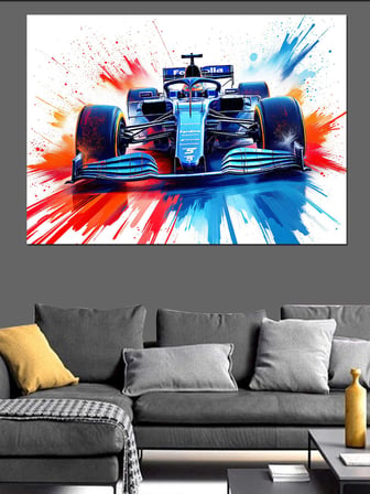 Renk Patlamalı Formula 1 Dekoratif Kanvas - Mdf Ahşap Tablo