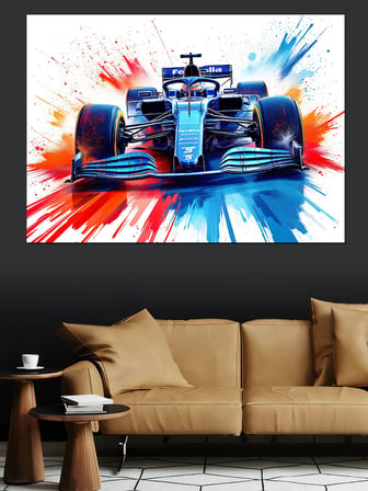 Renk Patlamalı Formula 1 Dekoratif Kanvas - Mdf Ahşap Tablo