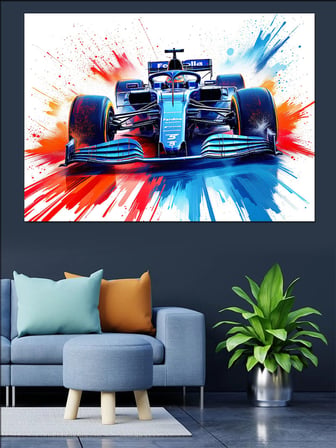 Renk Patlamalı Formula 1 Dekoratif Kanvas - Mdf Ahşap Tablo