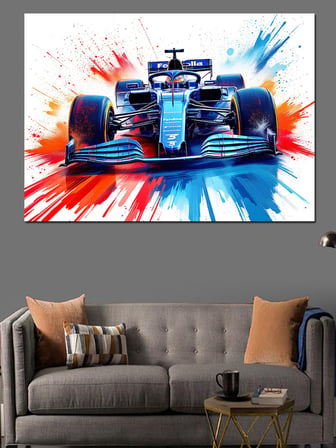 Renk Patlamalı Formula 1 Dekoratif Kanvas - Mdf Ahşap Tablo