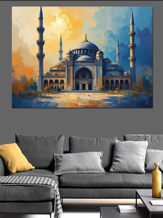Tarihi Mavi Cami Manzarası Dekoratif Kanvas - Mdf Ahşap Tablo
