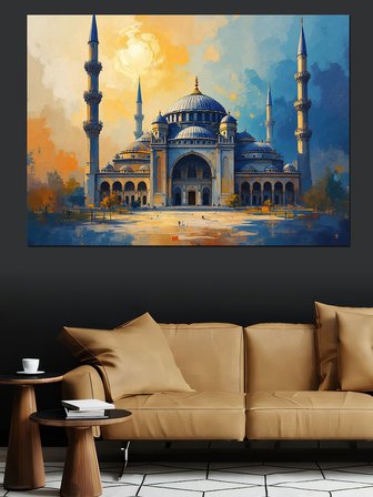 Tarihi Mavi Cami Manzarası Dekoratif Kanvas - Mdf Ahşap Tablo