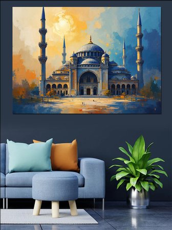 Tarihi Mavi Cami Manzarası Dekoratif Kanvas - Mdf Ahşap Tablo