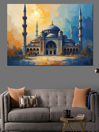 Tarihi Mavi Cami Manzarası Dekoratif Kanvas - Mdf Ahşap Tablo