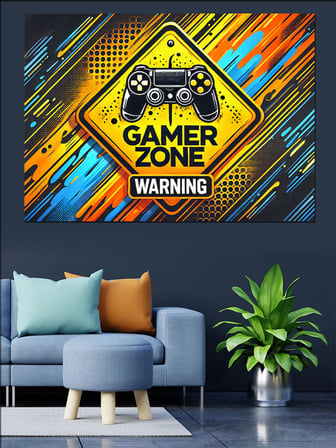 Sarı Siyah Gamer Zone Posteri Dekoratif Kanvas - Mdf Ahşap Tablo