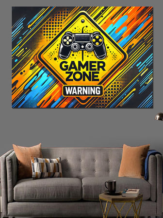 Sarı Siyah Gamer Zone Posteri Dekoratif Kanvas - Mdf Ahşap Tablo