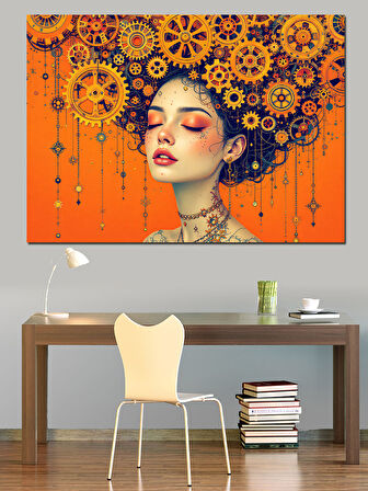 Çiçeklerden Taçlı Kadın Portresi Dekoratif Kanvas - Mdf Ahşap Tablo