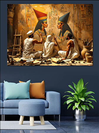 Mısır Piramit Ressamları Dekoratif Kanvas - Mdf Ahşap Tablo