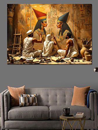 Mısır Piramit Ressamları Dekoratif Kanvas - Mdf Ahşap Tablo