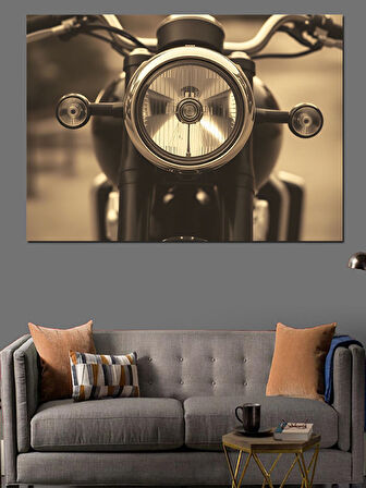 Klasik Motosiklet Farı Dekoratif Kanvas - Mdf Ahşap Tablo