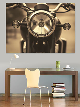 Klasik Motosiklet Farı Dekoratif Kanvas - Mdf Ahşap Tablo