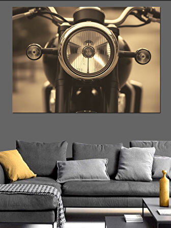 Klasik Motosiklet Farı Dekoratif Kanvas - Mdf Ahşap Tablo
