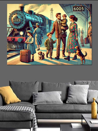 Retro Tren İstasyonu Dekoratif Kanvas - Mdf Ahşap Tablo