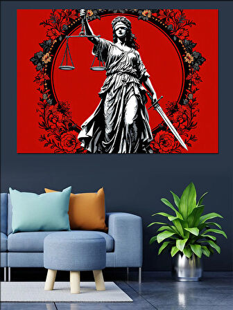 Adalet Tanrıçası Themis Dekoratif Kanvas - Mdf Ahşap Tablo