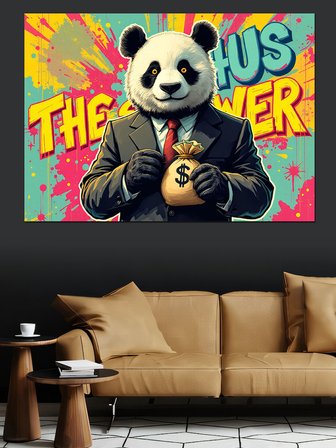 Ceketli Panda Karakteri Dekoratif Kanvas - Mdf Ahşap Tablo