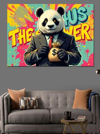 Ceketli Panda Karakteri Dekoratif Kanvas - Mdf Ahşap Tablo