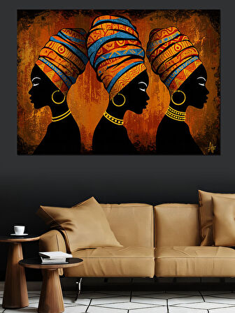 Renkli Kıyafetli Afrikalı Kadınlar Dekoratif Kanvas - Mdf Ahşap Tablo