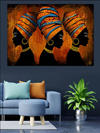 Renkli Kıyafetli Afrikalı Kadınlar Dekoratif Kanvas - Mdf Ahşap Tablo