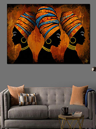 Renkli Kıyafetli Afrikalı Kadınlar Dekoratif Kanvas - Mdf Ahşap Tablo