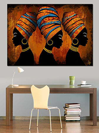 Renkli Kıyafetli Afrikalı Kadınlar Dekoratif Kanvas - Mdf Ahşap Tablo