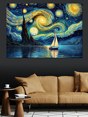 Yıldızlı Gece Van Gogh Dekoratif Kanvas - Mdf Ahşap Tablo