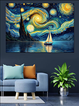 Yıldızlı Gece Van Gogh Dekoratif Kanvas - Mdf Ahşap Tablo