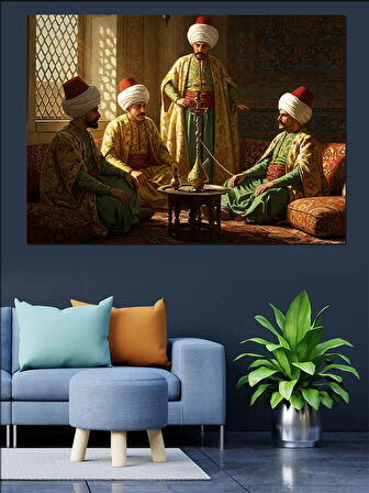 Osmanlıda Nargile Keyfi Dekoratif Kanvas - Mdf Ahşap Tablo