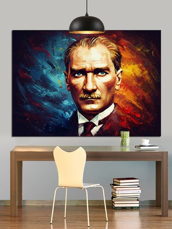 Yağlıboya Atatürk Portresi Dekoratif Kanvas - Mdf Ahşap Tablo
