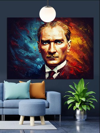 Yağlıboya Atatürk Portresi Dekoratif Kanvas - Mdf Ahşap Tablo