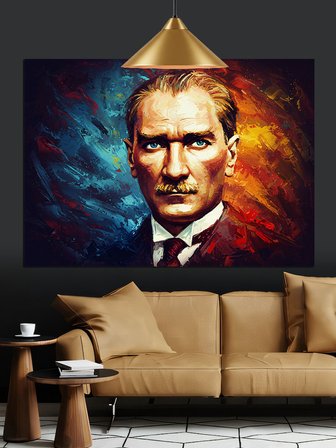 Yağlıboya Atatürk Portresi Dekoratif Kanvas - Mdf Ahşap Tablo