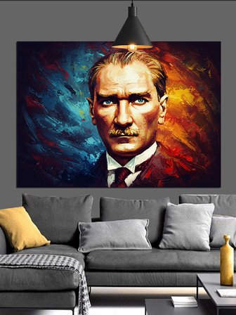 Yağlıboya Atatürk Portresi Dekoratif Kanvas - Mdf Ahşap Tablo