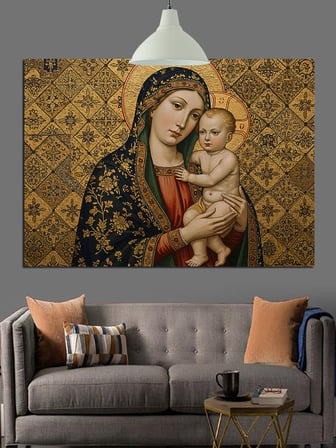Bebekli Madonna İkonası Dekoratif Kanvas - Mdf Ahşap Tablo