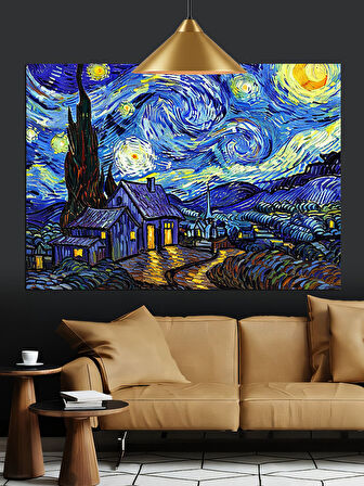 Yıldızlı Gece Van Gogh Dekoratif Kanvas - Mdf Ahşap Tablo
