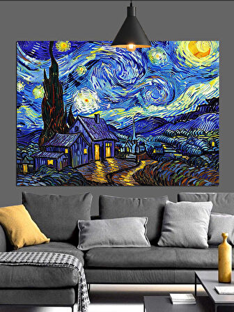 Yıldızlı Gece Van Gogh Dekoratif Kanvas - Mdf Ahşap Tablo