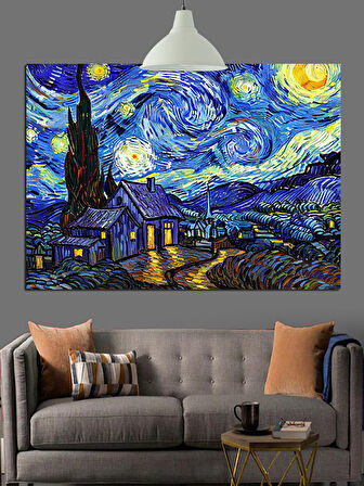 Yıldızlı Gece Van Gogh Dekoratif Kanvas - Mdf Ahşap Tablo